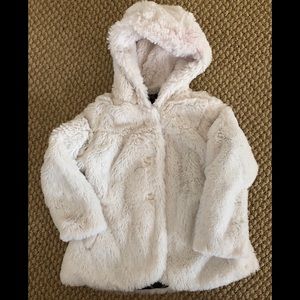 White faux fur jacket